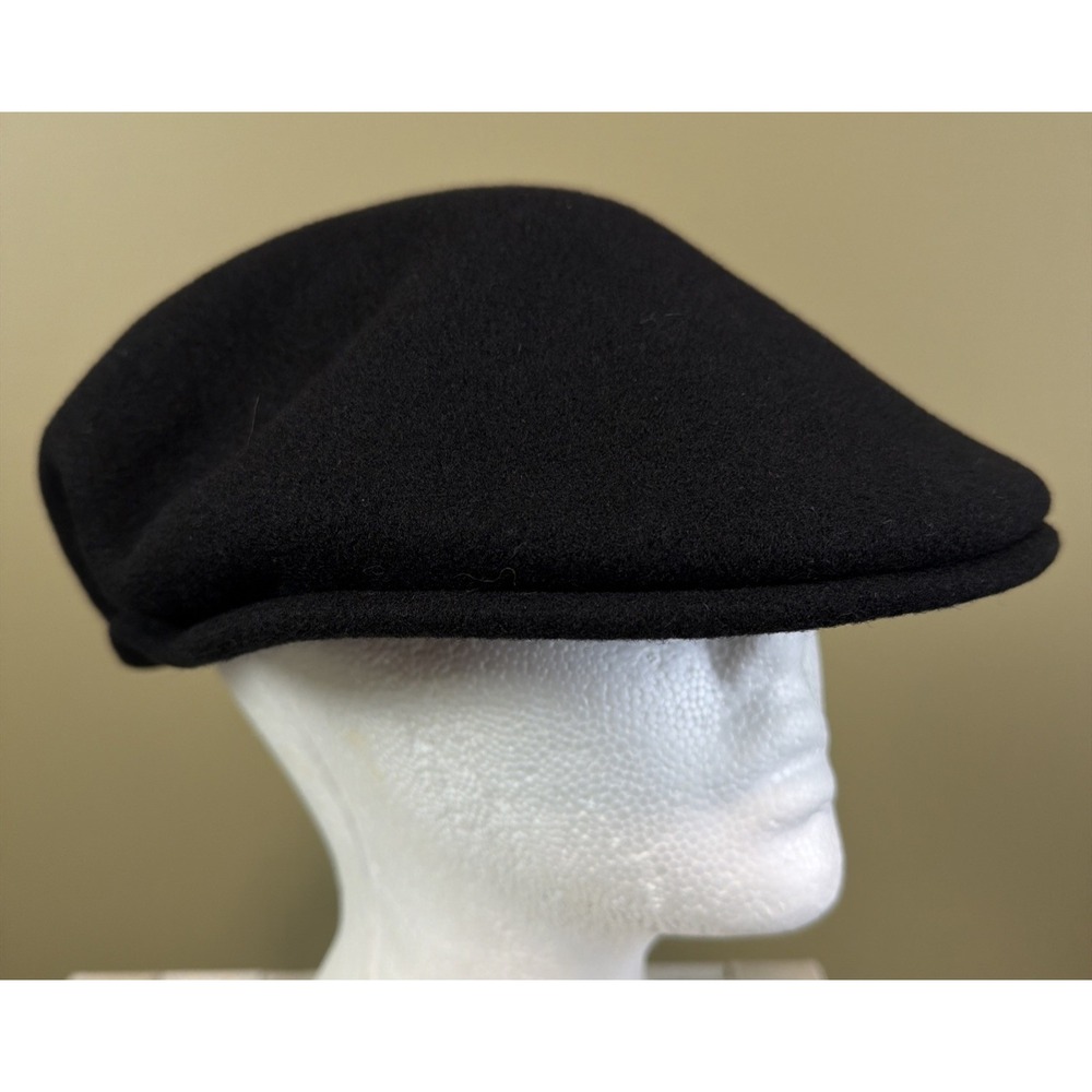Kangol Wool 504 Newsboy Hat Cap Black Medium 100% Wool